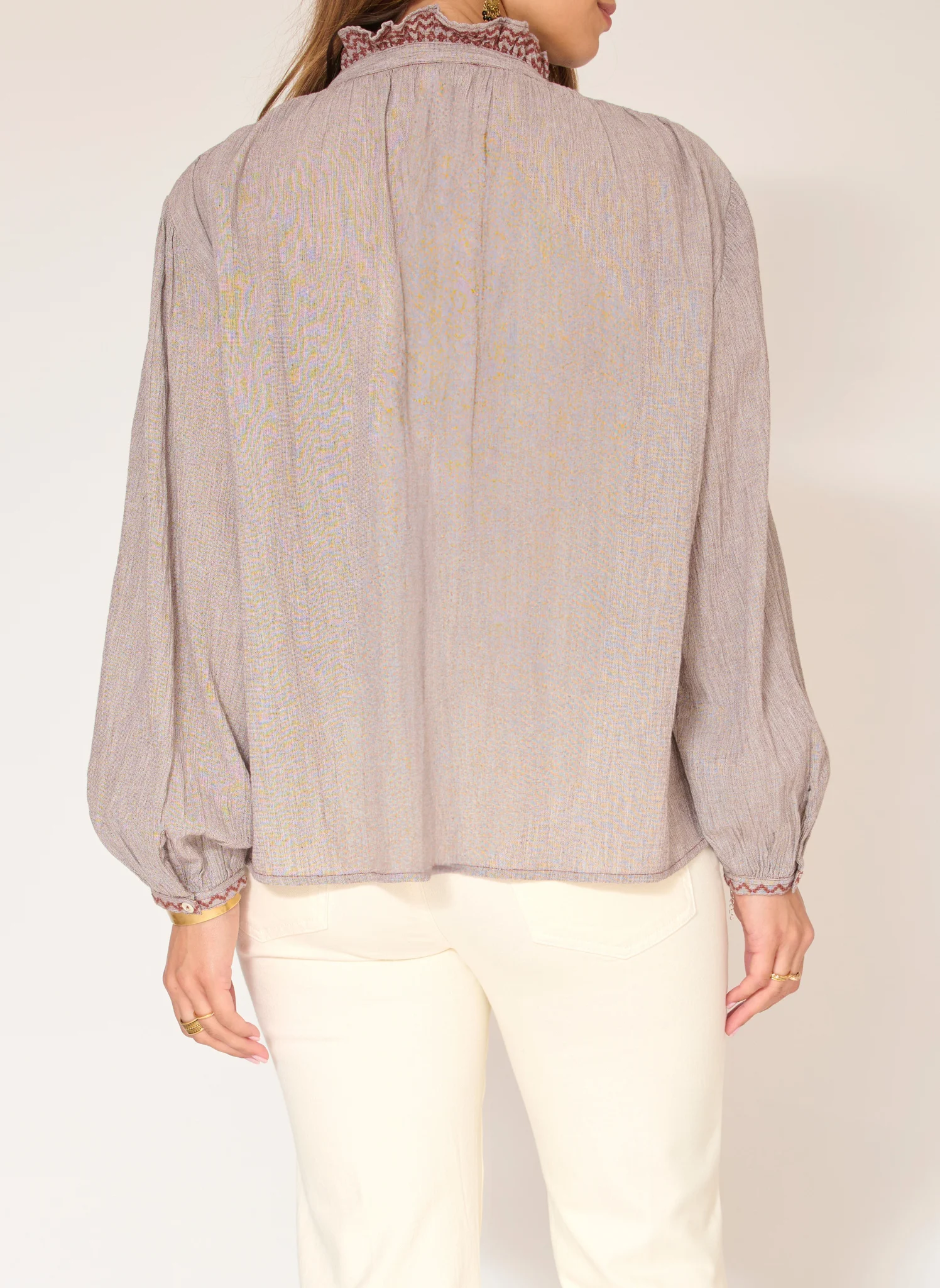COLOMBO - Chemise ample col rond en coton | Marron