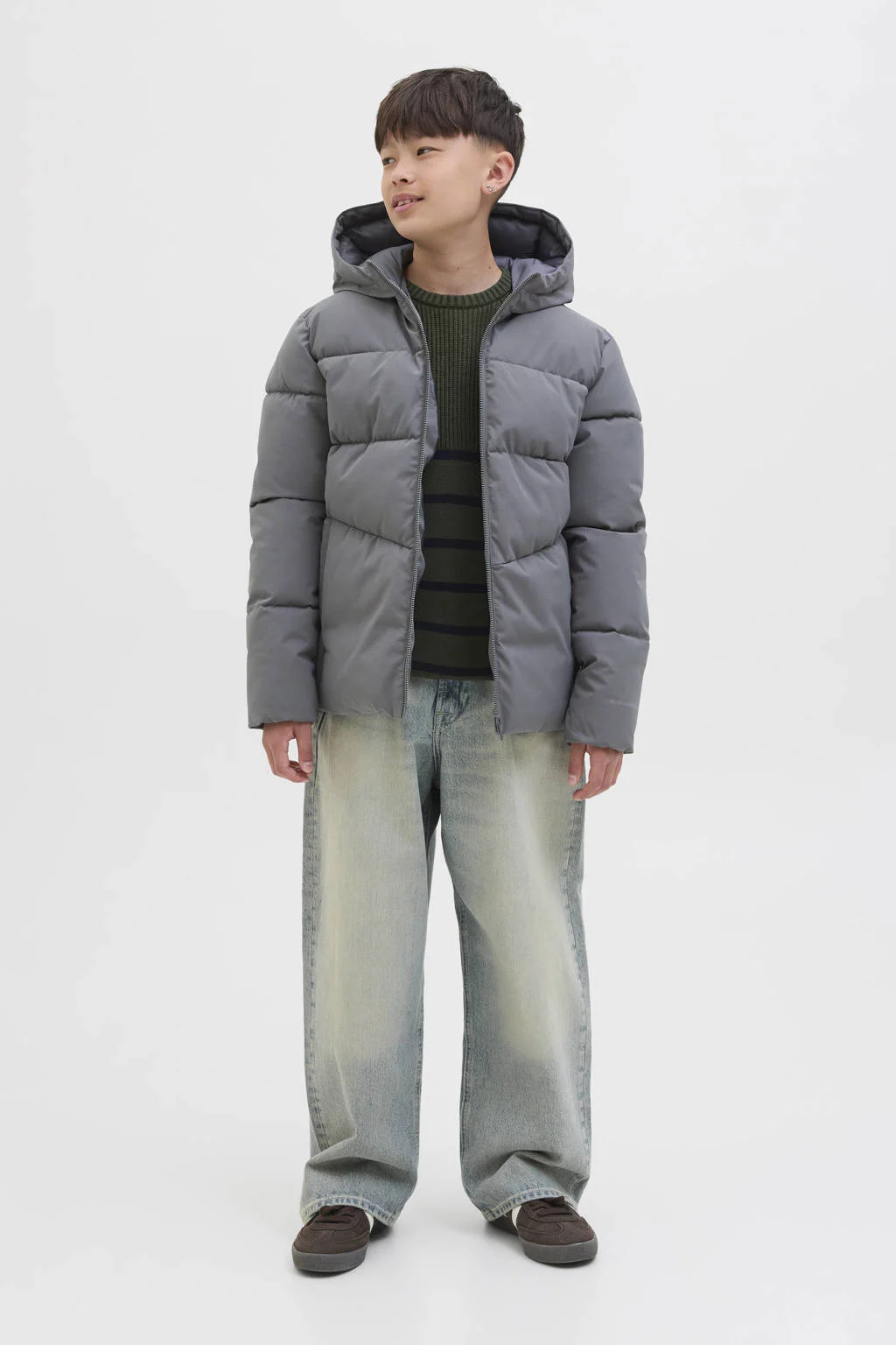 JACK & JONES JUNIOR gewatteerde jas grijs