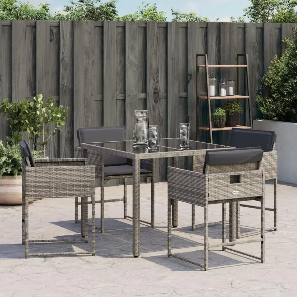 vidaXL - Tuinstoelen - Kussens - Grijs - Poly rattan - 4 stuks