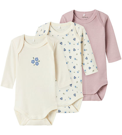 Name It Bodys L/æ - Noos - NbfBody - 3er-Pack - Jet Stream Flowe