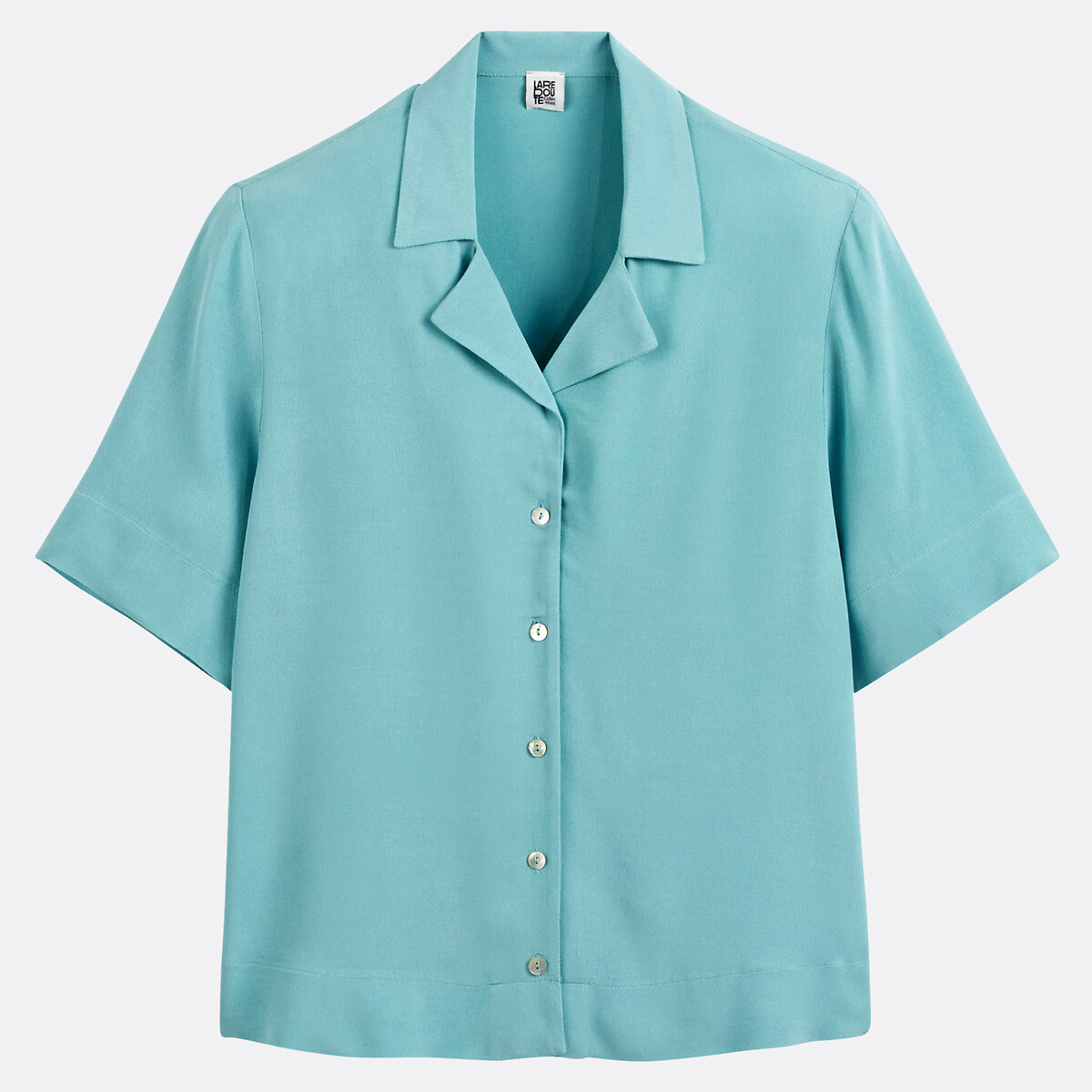 COLEÇÃO LA REDOUTE<br>Blusa com gola de lapela e mangas curtas