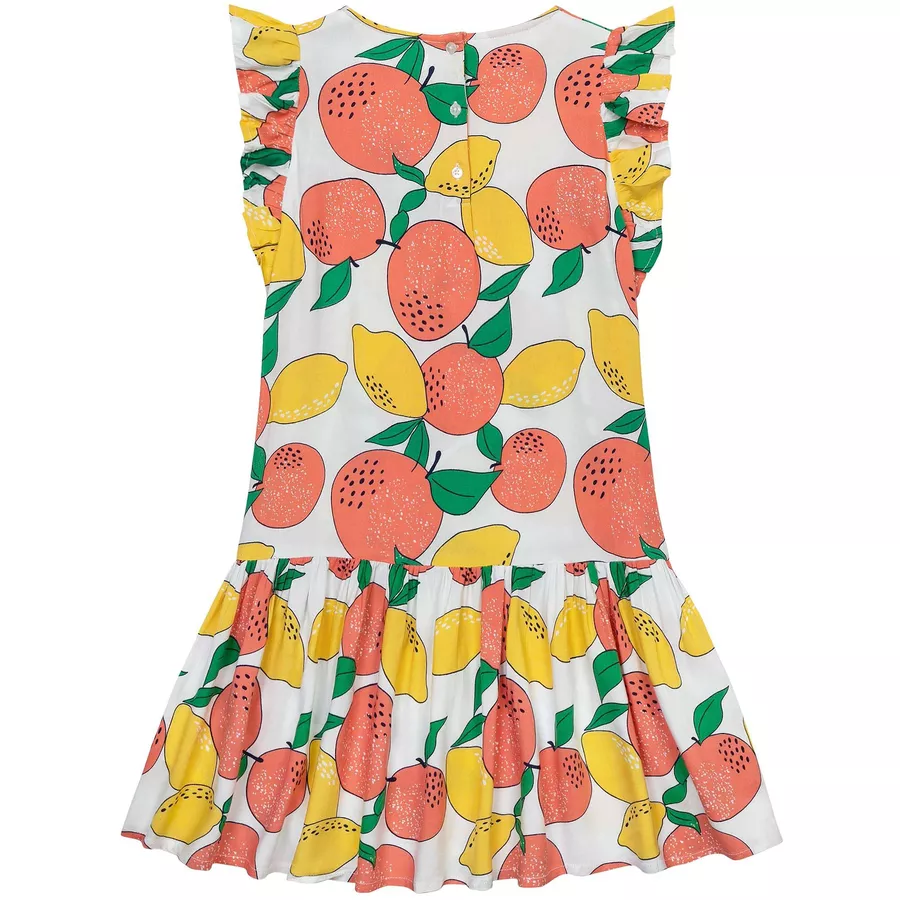 MINOTI Kleid mit Flügerärmeln WeißOrangeGelb