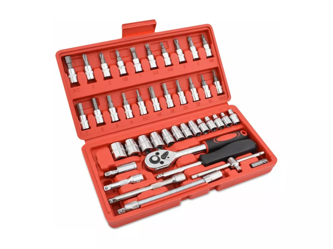 46pcs douilles d'entraînement métriques, avec boîte à outils, pour réparation automatique