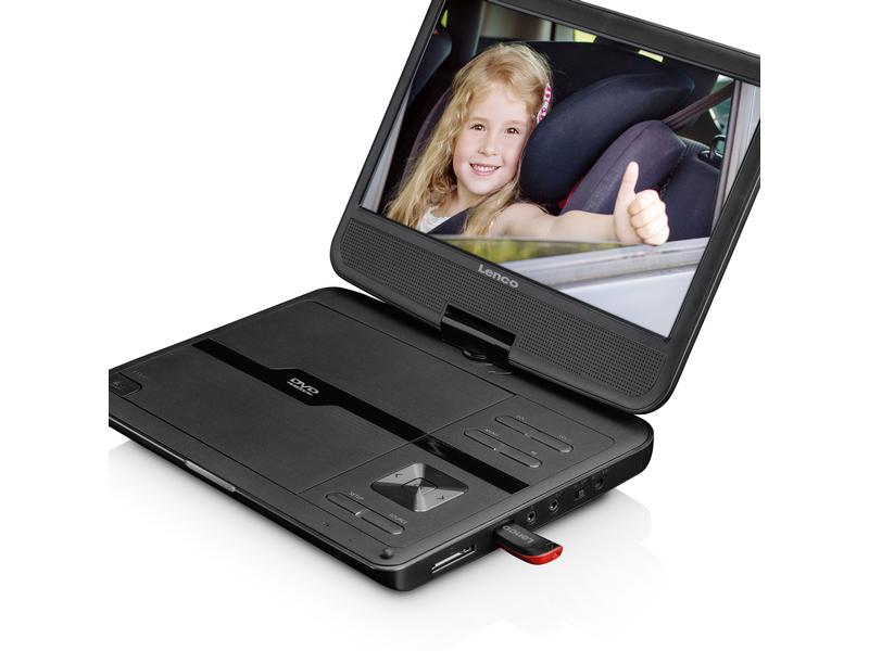 Lenco Portabler DVD Player DVP-1010BK Kompakter DVD-Spieler mit einem 10-Zoll-Bildschirm