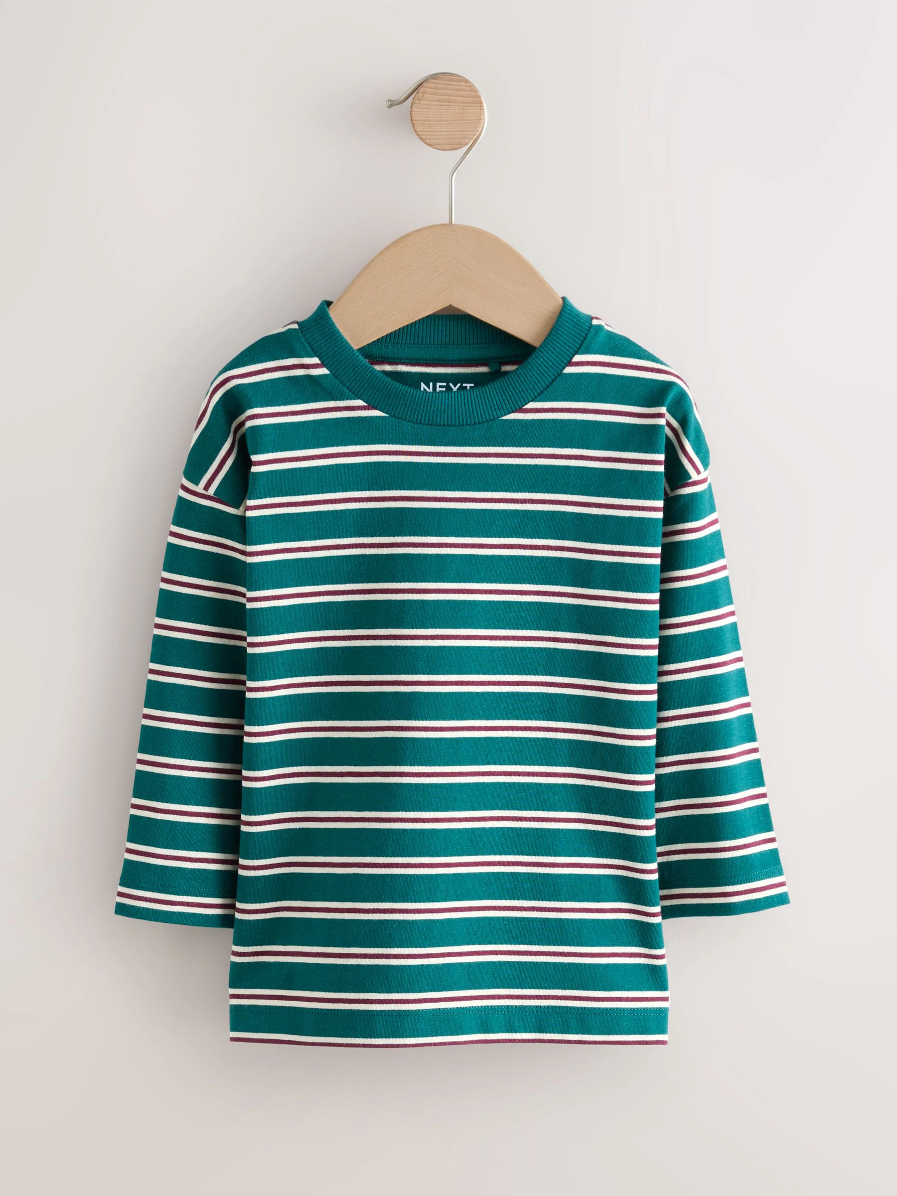 Marineblauw Varsity - Set van 3 T-shirts met grafische print en lange mouwen (3mnd-7jr)