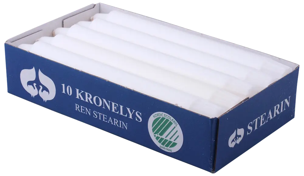 Kronelys hvid 10-pak