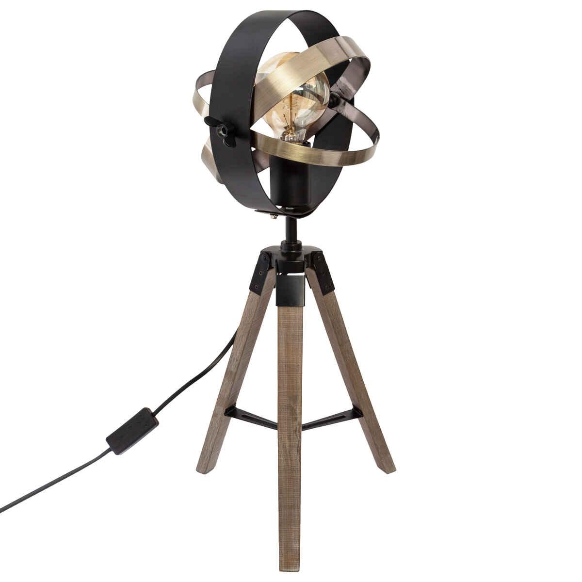 LAMPE BOIS ET METAL FIBI H.54CM