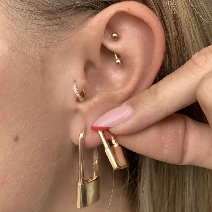 Boucle d'oreille - Baby lock - Laiton doré or 1 micron