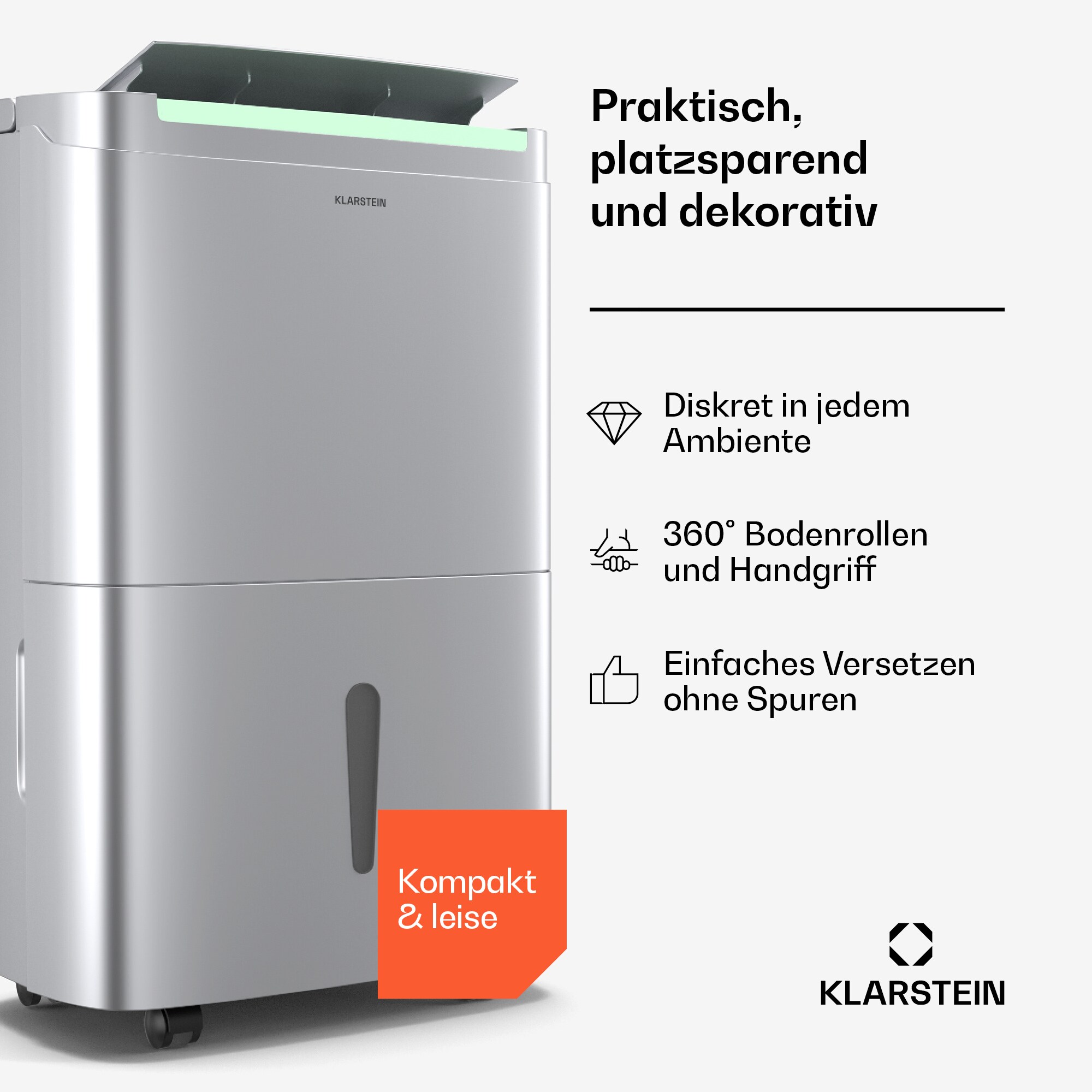 DryFy Connect 50 Dehumidifier | 50 L / Day | 45-55 m² | App Control | Mobile | Water Tank Edelstahl 50l/24h