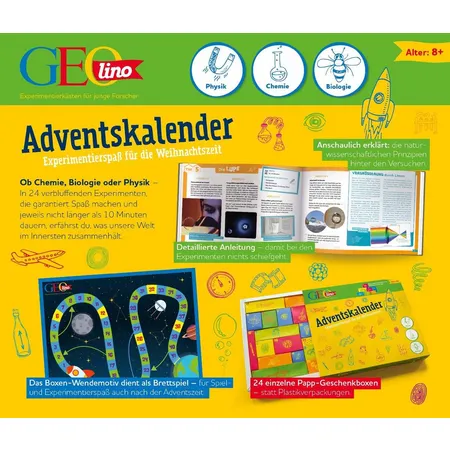 Franzis GEOlino Adventskalender mit 24 Experimenten aus Chemie, Biologie und Physik