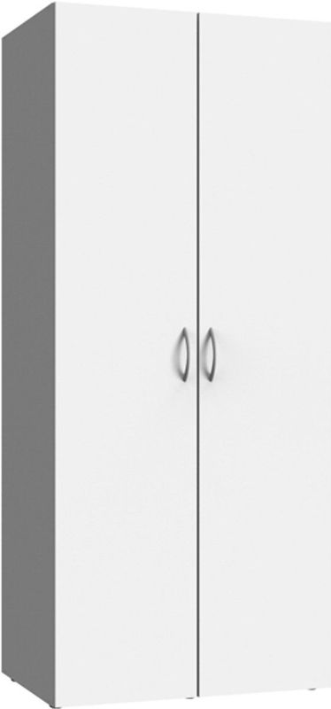 Kledingkast - Wit - Aluminiumkleur Grepen - 80x54x185 cm