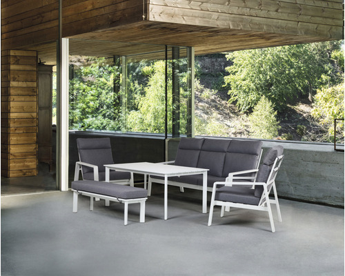 Garden Place Mira loungeset inclusief 2 banken, 2 fauteuils, tafel inclusief kussens, aluminium, wit