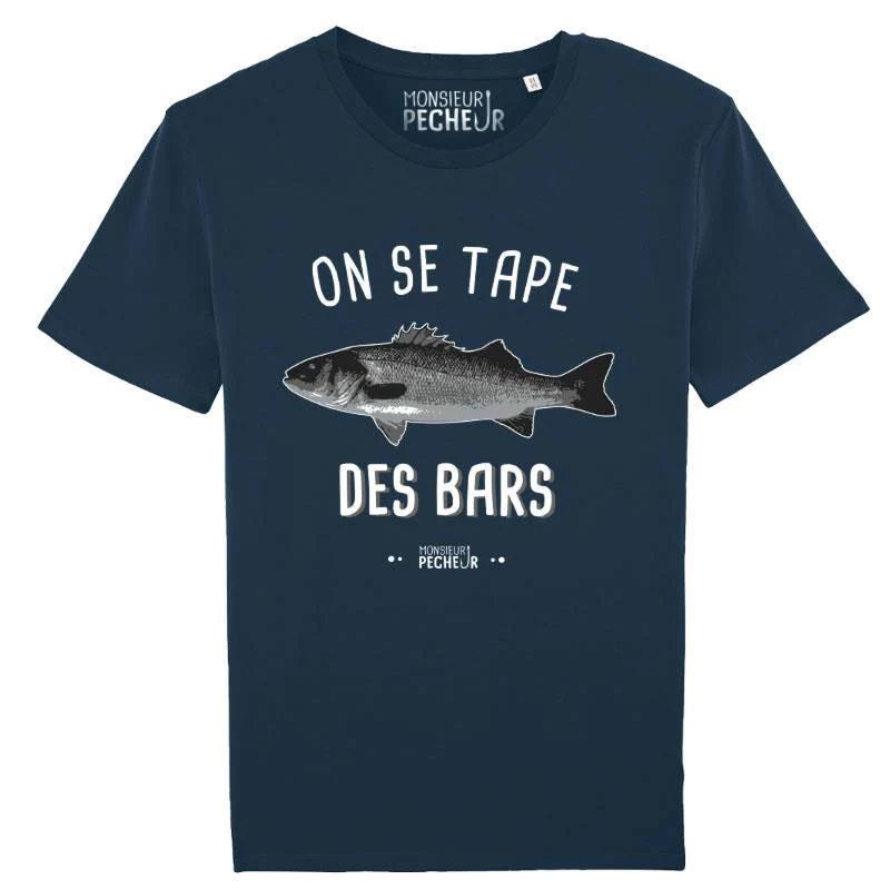 Tee Shirt Manches Courtes Homme Monsieur Pêcheur On Se Tape Des Bars - Marine