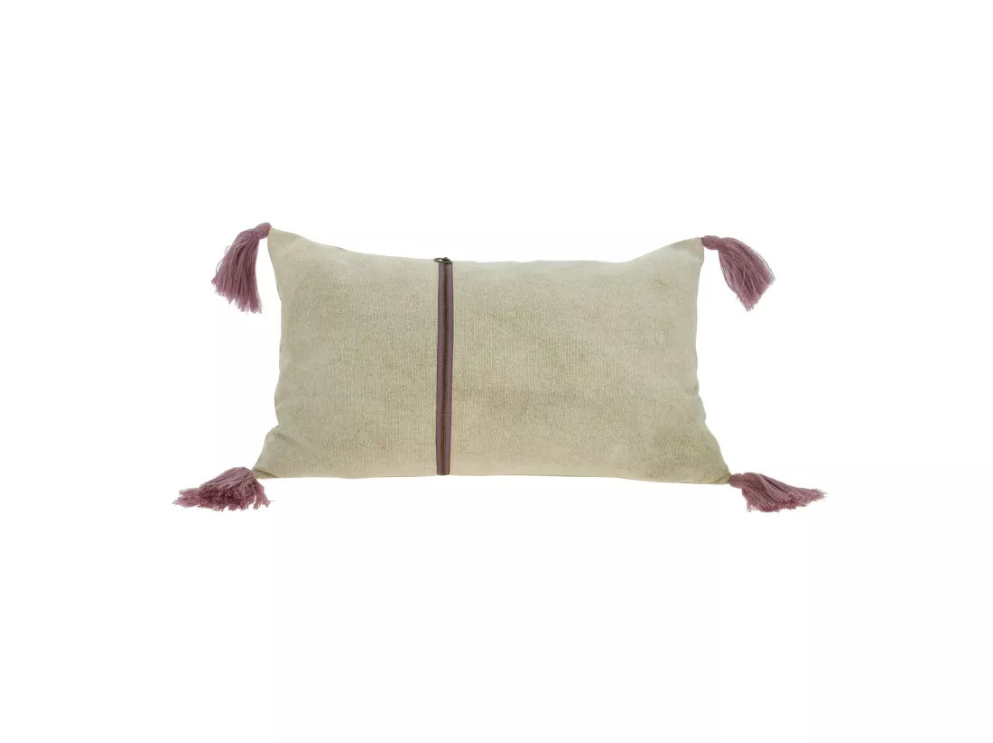 Now's Home - Coussin Beige 100% Coton Lave Zip Deco. Vertical 30x50cm Agra