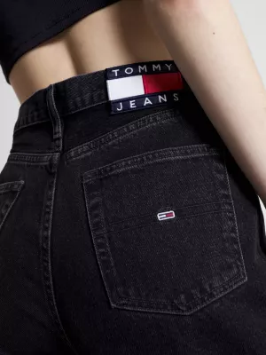 Calça jeans preta Claire de cintura alta e pernas largas