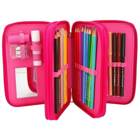 Depesche TOPModel Federtasche mit Pailletten, pink, 3-Fach