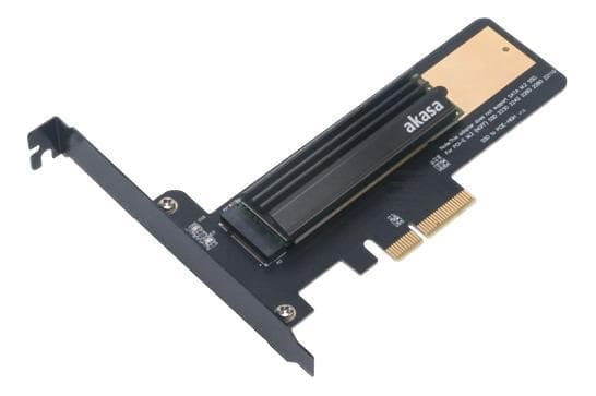 M.2 SSD to PCIe adapter card with heatsink cooler