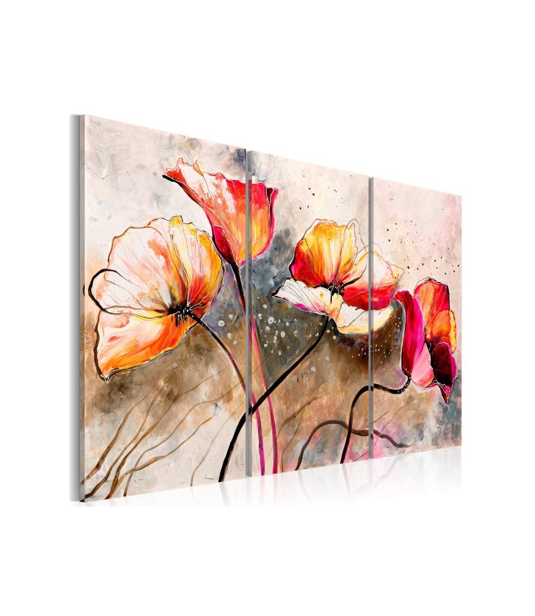 Paris Prix - Tableau Peint à La Main dans Des Coquelicots 80x120cm