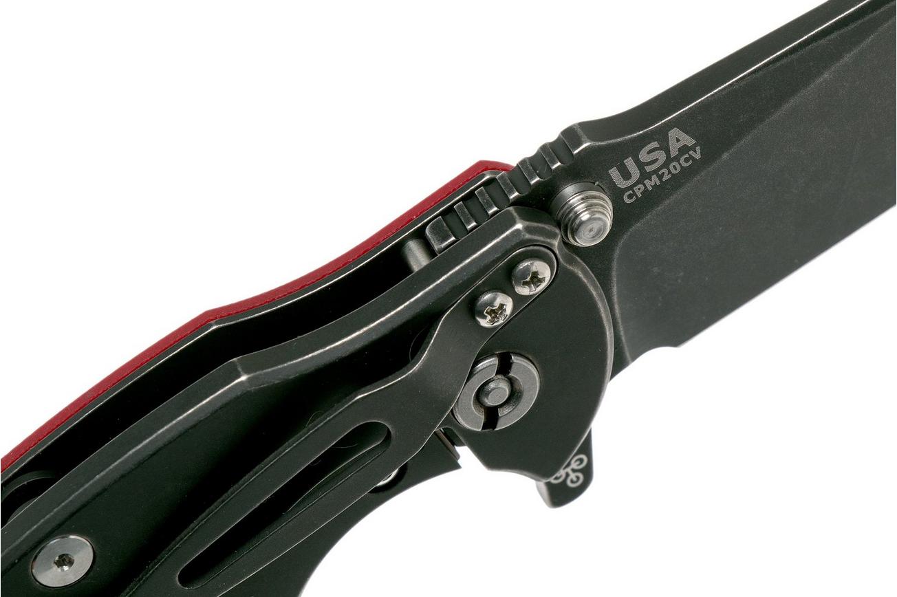 Rick Hinderer Jurassic Slicer Battle Black, Red G10 CPM 20CV zakmes