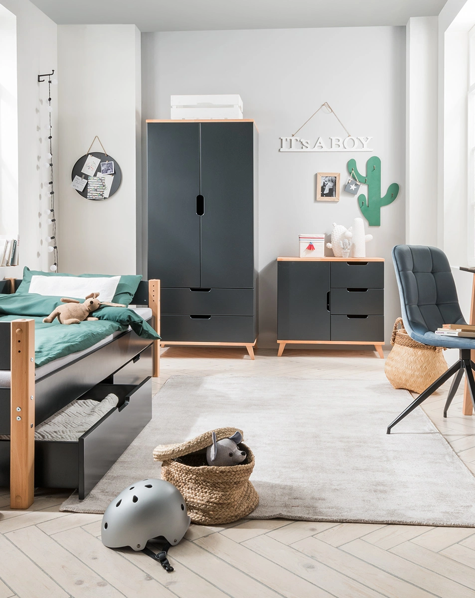 Kommode INFANSCOLOR II (Farbe: anthrazit/Buche)