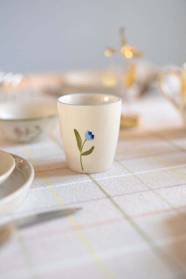 Beker, steengoed, blauwe tulp, Ø 7,5 cm