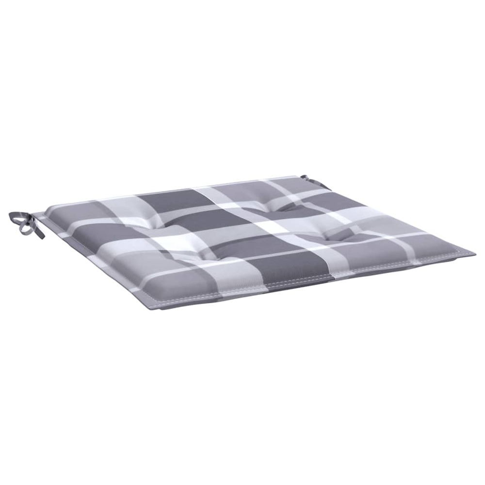 Coussins de chaise de jardin 6 pcs carreaux gris 40x40x3 cm