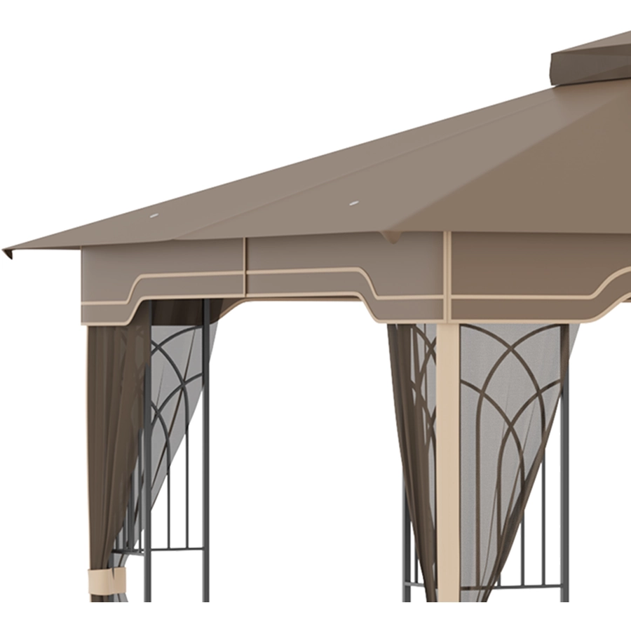 Outsunny Pavillon mit Doppeldach braun