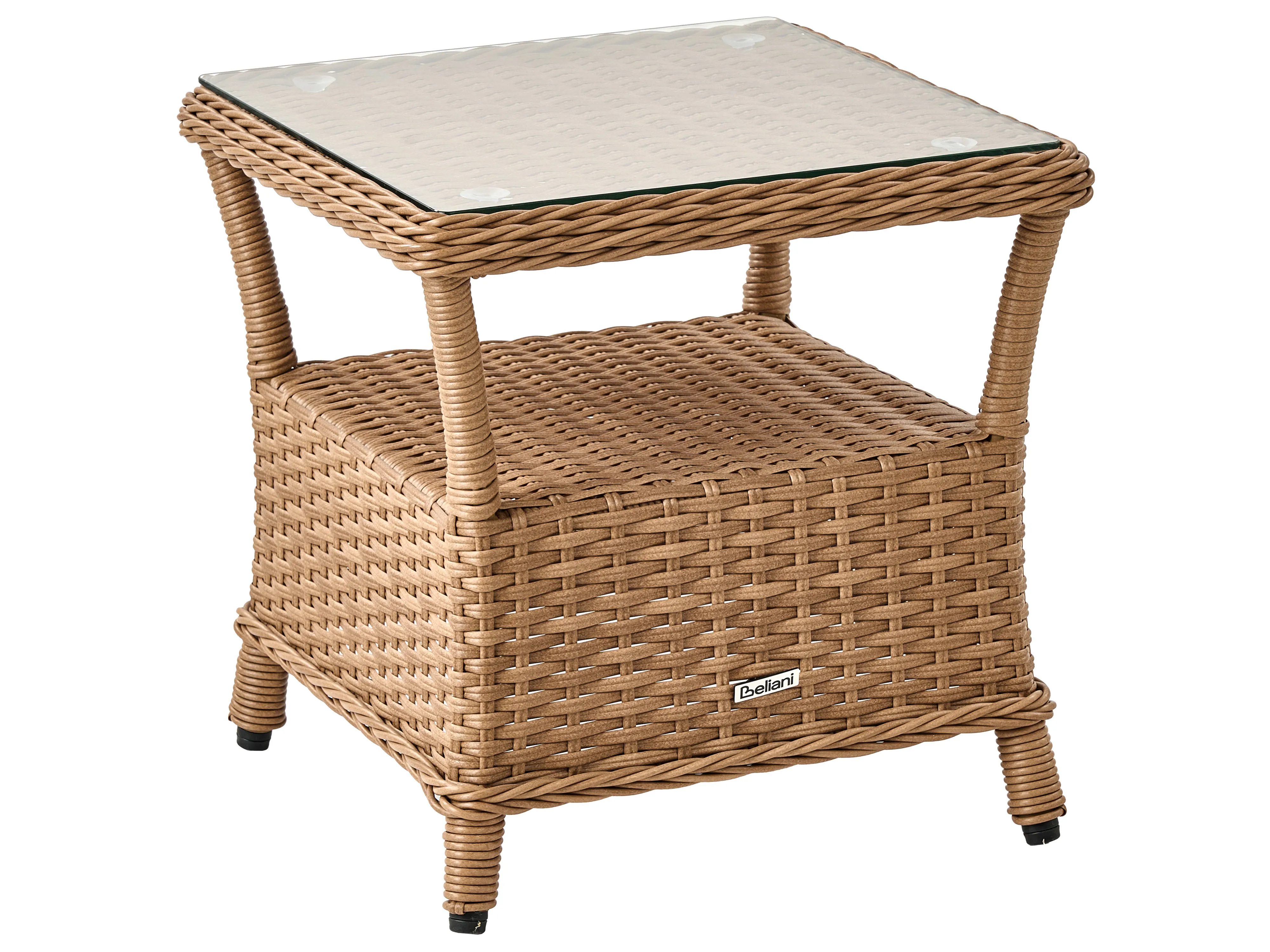 Loungeset met tafel en ottomaan 2-zits PONZA PE rotan Bruin