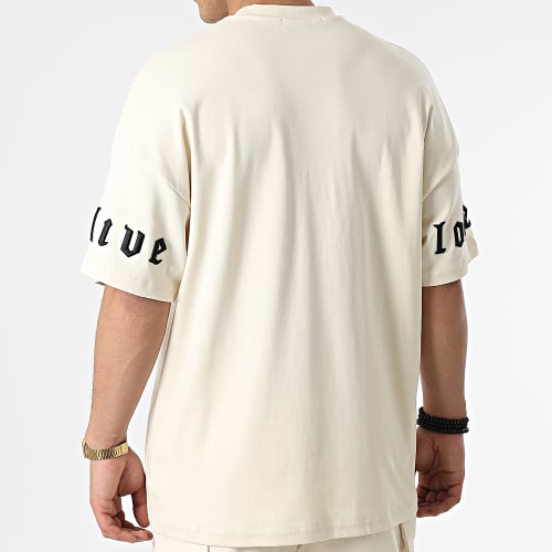 Ensemble Tee Shirt Et Short Jogging LL613 Beige