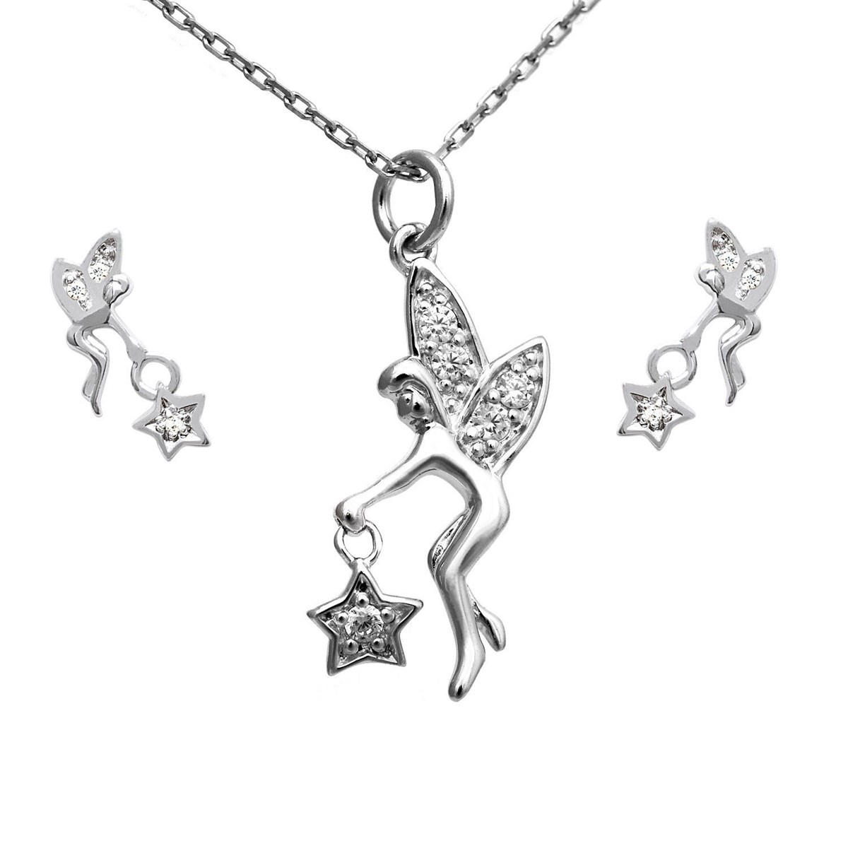 Parure fée étoile oxyde de zirconium ARGENT 925 Rhodié