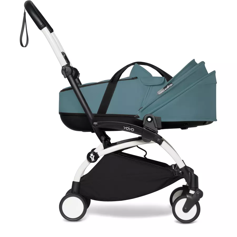 BABYZEN Kinderwagen YOYO2 0+ White mit Liegewanne und Textilset Aqua
