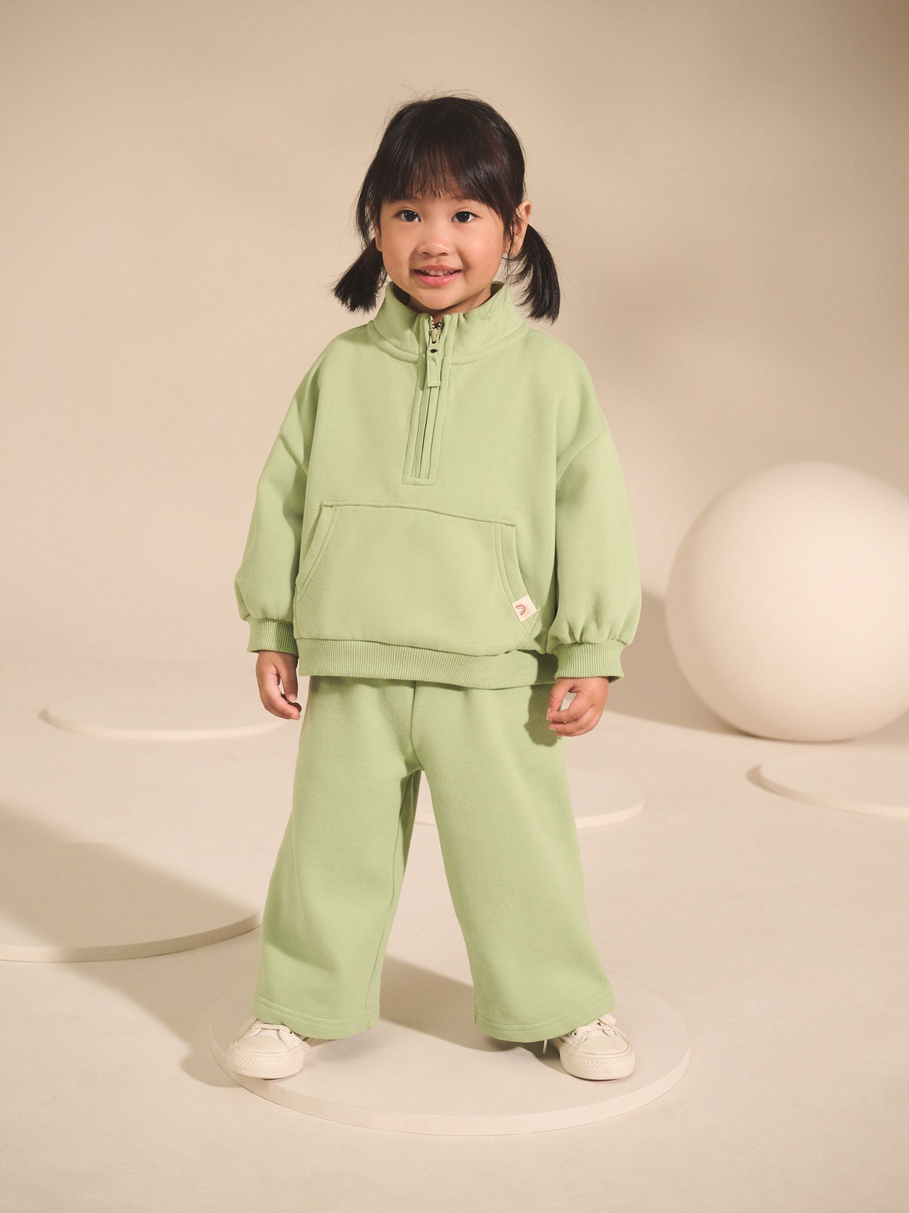 Grijs-groen - Sweatshirt met kwartrits (3mnd -7jr)