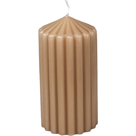 Rillet bloklys 6,8x13 cm - mørk sand