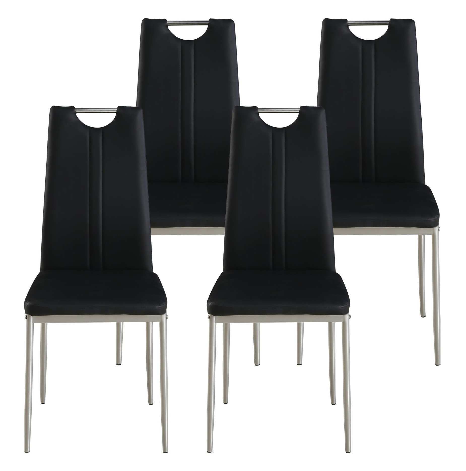 Esszimmerstuhl Leder IVO 4er Set schwarz