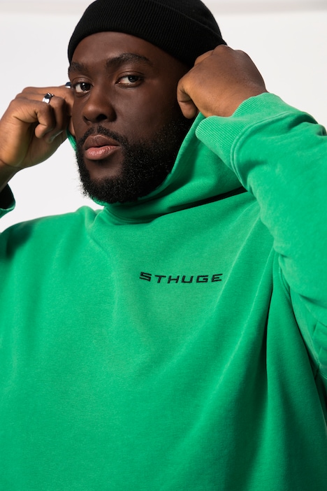 STHUGE Hoodie, oversized, acid washed, Kapuzenprint, bis 8 XL
