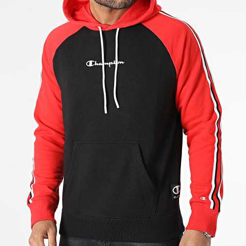 Sweat Capuche A Bandes 218765 Noir Rouge