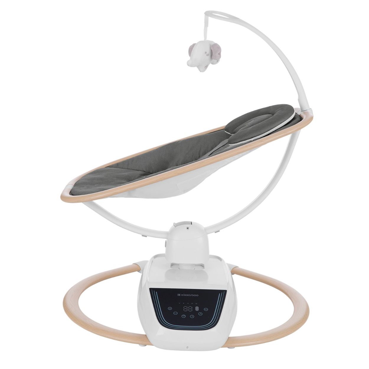 Kikkaboo Babywippe BeMoove elektrisch Moskitonetz Fernbedienung Melodien Timer grau
