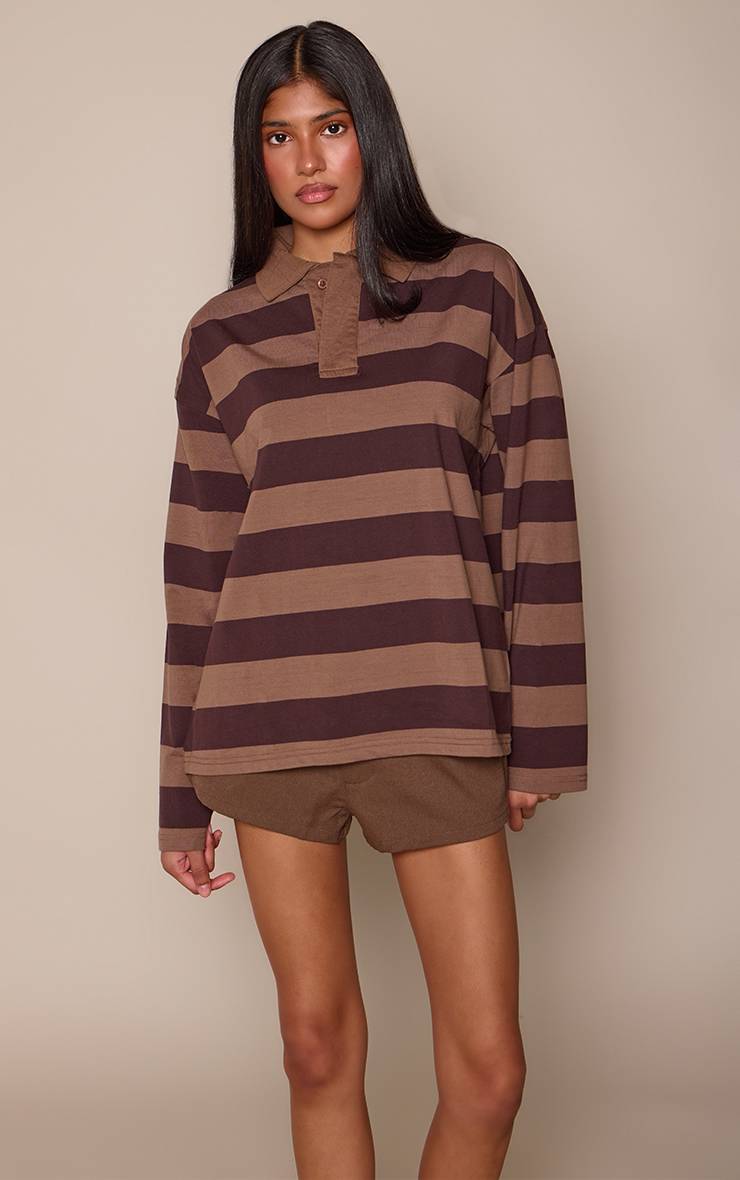 Marron T-shirt Polo À Rayures