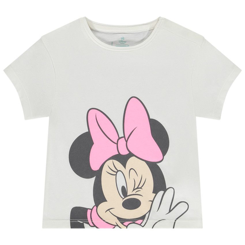 T-shirt manches courtes print Minnie Disney pour bébé fille - Ecru