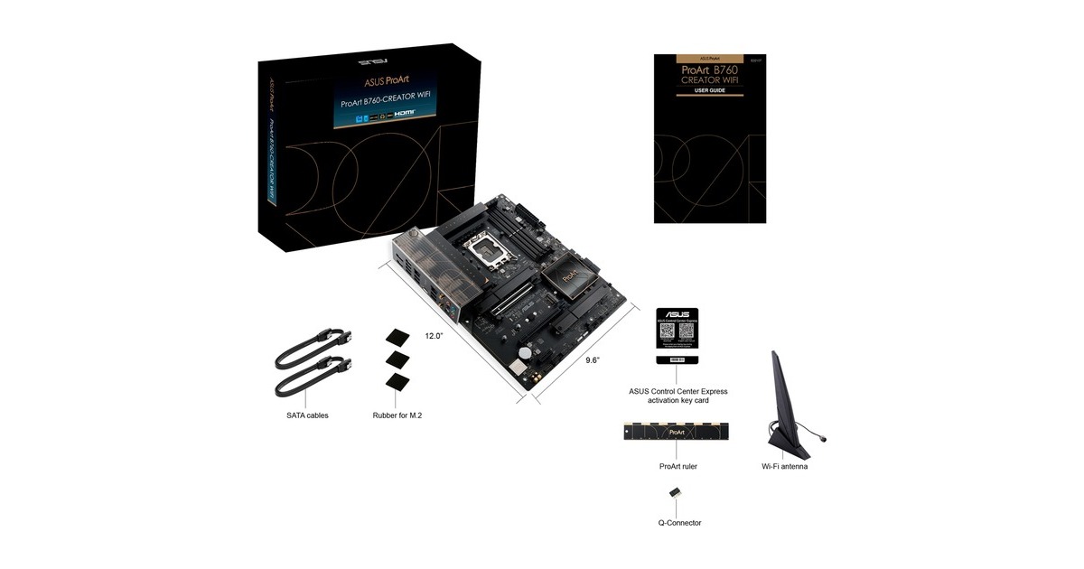 ASUSProArt B760-CREATOR WIFI socket 1700 moederbord  (Zwart/brons, RAID, 2.5 Gb-LAN, Gb-LAN, Wi-Fi 6, BT, Sound, ATX)