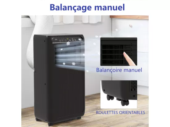 Climatiseur Mobile 3 EN 1, 9000BTU, avec Minuterie, Affichage LED et télécommande, Refroidissement, Ventilateur, Déshumidificateur