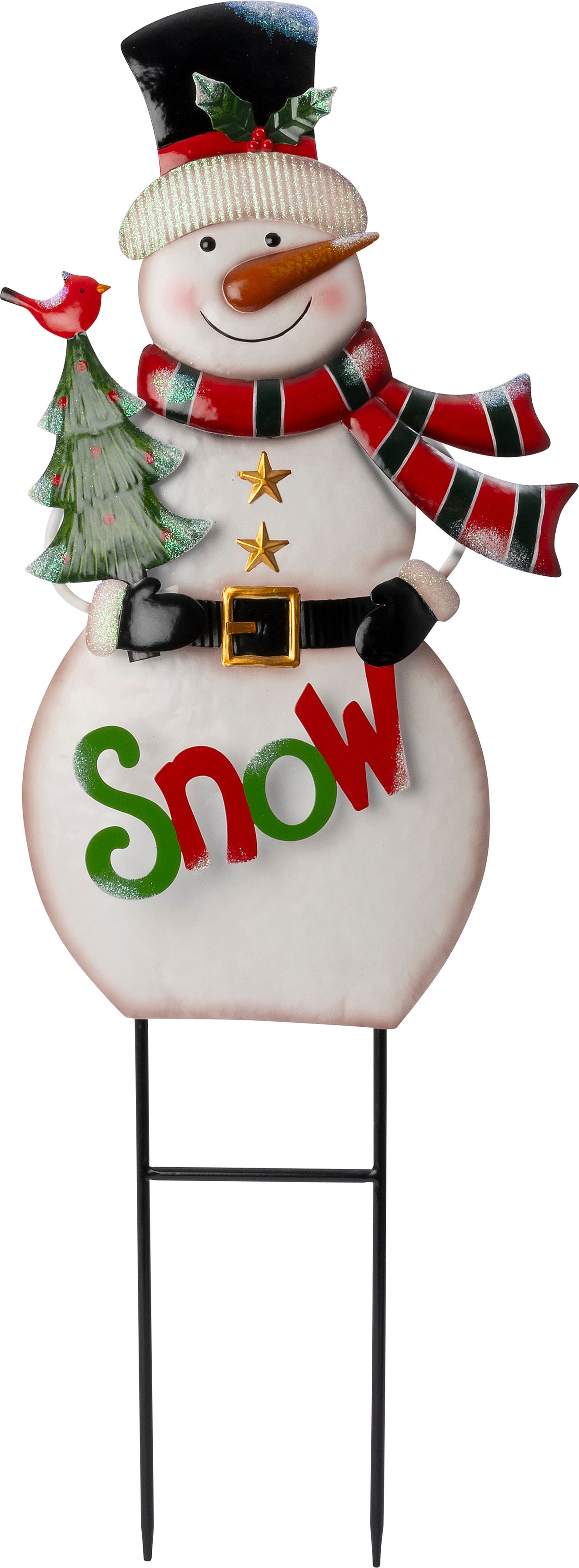 Intratuin tuinsteker sneeuwpop rood / groen / zwart 34 x 4,5 x 90 cm