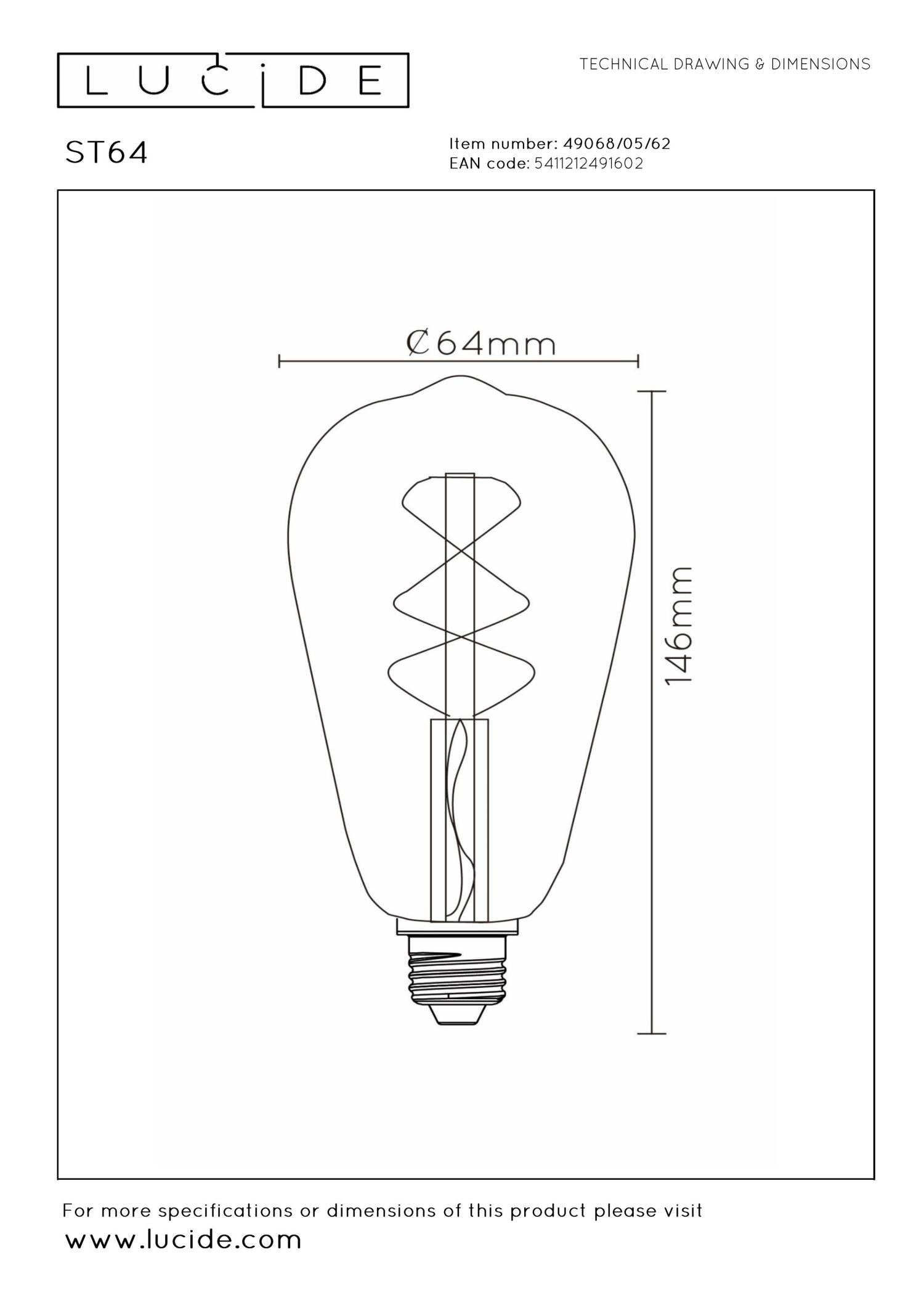 Lucide ST64 Filament lamp - Amber