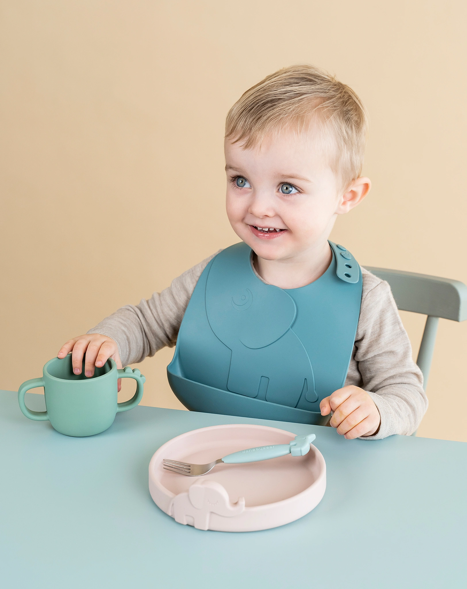 Silikon-Lätzchen PEEKABOO - ELPHEE 2er Pack in blau