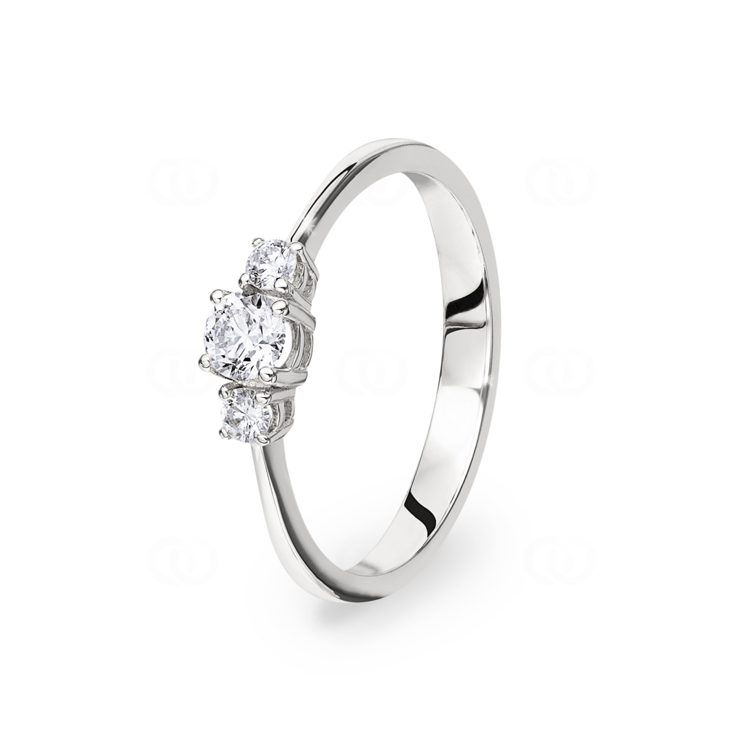 Trilogie Ring 750/18 K Weissgold mit Diamanten 0.33 ct H/si
