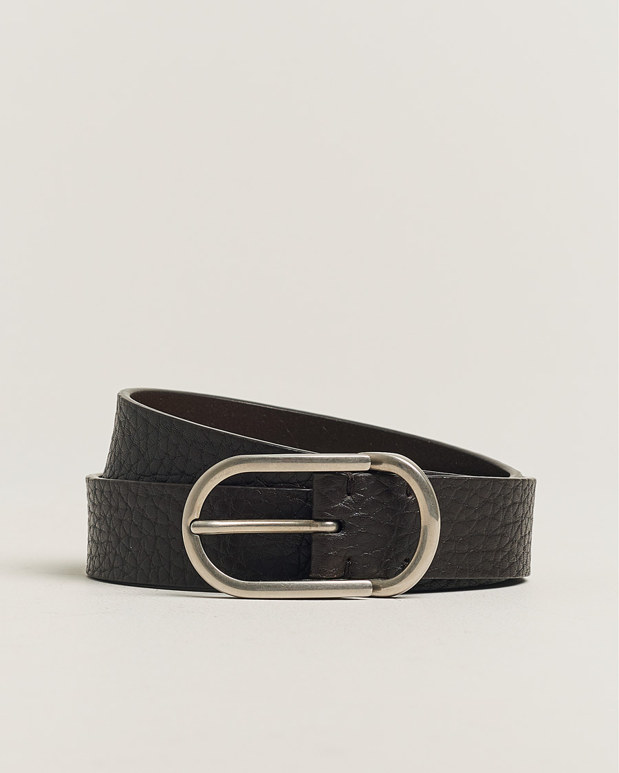 Brunello Cucinelli Grain Leather Belt Dark Brown