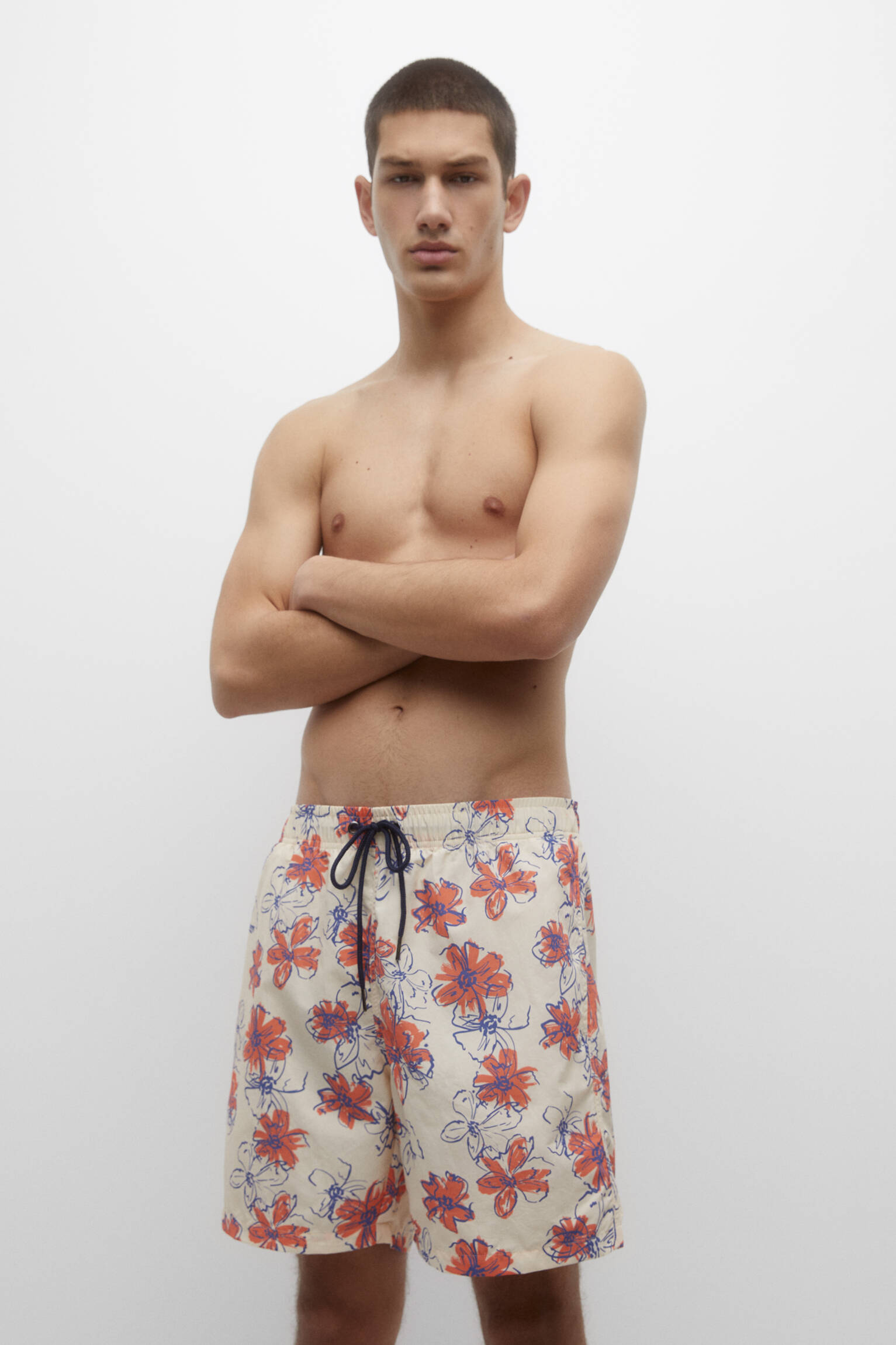 Maiô curto floral - Branco