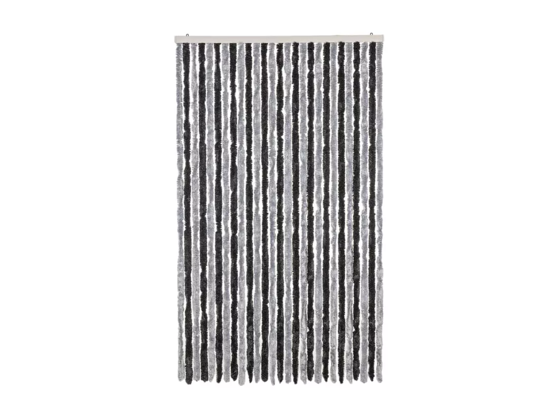 Rideau anti-mouches gris et noir 118x220 cm chenille