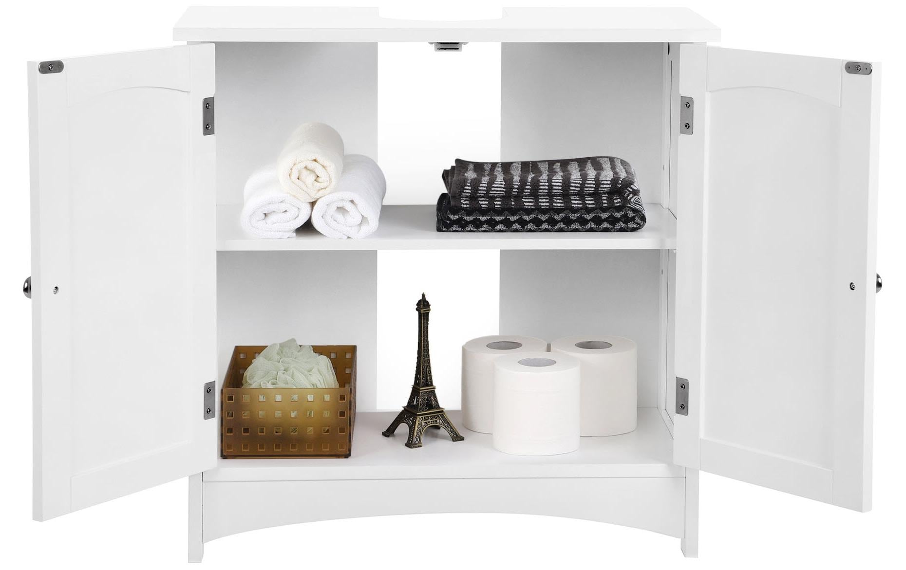 Waschbeckenunterschrank mit Doppeltür 60 x 60 cm, WeissBadezimmerregal