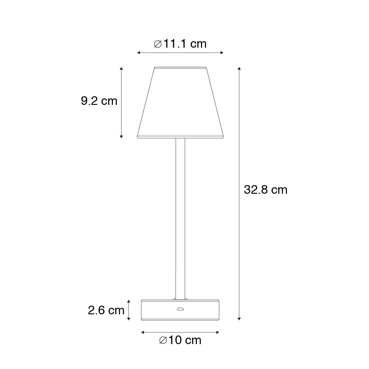 Tafellamp grijs incl. LED oplaadbaar met touch dimmer - Renata